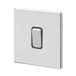 MK Aspect 10AX 1-Gang 2-Way Switch Polished Chrome with Black Inserts