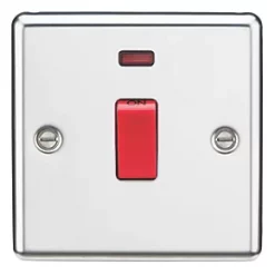 Knightsbridge CL81NPC 45A 1-Gang DP Control Switch Polished Chrome with LED