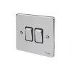 Schneider Electric Ultimate Low Profile 16AX 2-Gang 2-Way Light Switch Polished Chrome with Black Inserts -Chrome Switches & Sockets Sales 7310J P