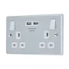 LAP 13A 2-Gang SP Switched Socket + 3.1A 2-Outlet Type A USB Charger Polished Chrome with White Inserts 1 LAP 13A 2-Gang SP Switched Socket + 3.1A 2-Outlet Type A USB Charger Polished Chrome with White Inserts -Chrome Switches & Sockets Sales 7312P P