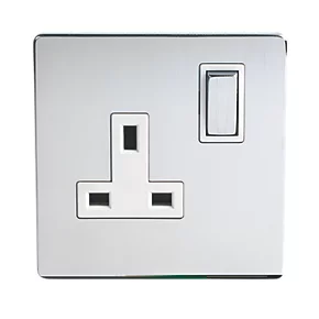 LAP 13A 1-Gang DP Switched Plug Socket Brushed Chrome with White Inserts 4 LAP 13A 1-Gang DP Switched Plug Socket Brushed Chrome with White Inserts - Image 2
