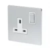 LAP 13A 1-Gang DP Switched Plug Socket Brushed Chrome with White Inserts -Chrome Switches & Sockets Sales 73307 P
