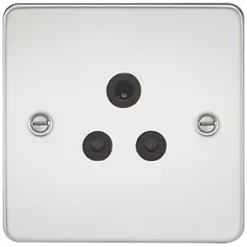 Knightsbridge FP5APC 5A 1-Gang Unswitched Socket Polished Chrome with Black Inserts