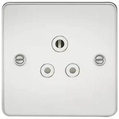 Knightsbridge FP5APCW 5A 1-Gang Unswitched Socket Polished Chrome with White Inserts