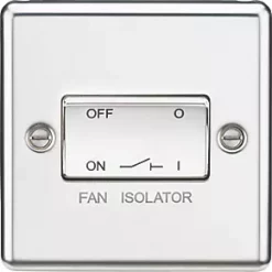 Knightsbridge CL11PC 10AX 1-Gang TP Fan Isolator Switch Polished Chrome