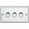 Knightsbridge CL2183PC 3-Gang 2-Way LED Dimmer Switch Polished Chrome -Chrome Switches & Sockets Sales 747TX P