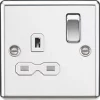 Knightsbridge CL7PCW 13A 1-Gang DP Switched Single Socket Polished Chrome with White Inserts -Chrome Switches & Sockets Sales 752TY P