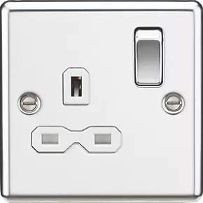 Knightsbridge CL7PCW 13A 1-Gang DP Switched Single Socket Polished Chrome with White Inserts 3 Knightsbridge CL7PCW 13A 1-Gang DP Switched Single Socket Polished Chrome with White Inserts