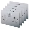 LAP 13A 2-Gang DP Switched Plug Socket Polished Chrome with White Inserts 5 Pack -Chrome Switches & Sockets Sales 76291 P