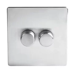 LAP 2-Gang 2-Way Dimmer Switch Brushed Chrome -Chrome Switches & Sockets Sales 76365 A1