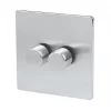 LAP 2-Gang 2-Way Dimmer Switch Brushed Chrome -Chrome Switches & Sockets Sales 76365 P