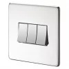 Crabtree Platinum 10AX 3-Gang 2-Way Light Switch Polished Chrome -Chrome Switches & Sockets Sales 76873 P