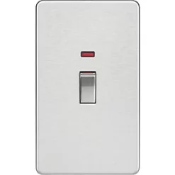 Knightsbridge SF82MNBC 45A 2-Gang DP Control Switch Brushed Chrome with LED