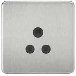 Knightsbridge SF5ABC 5A 1-Gang Unswitched Socket Brushed Chrome with Black Inserts