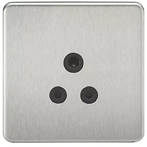 Knightsbridge SF5ABC 5A 1-Gang Unswitched Socket Brushed Chrome with Black Inserts 3 Knightsbridge SF5ABC 5A 1-Gang Unswitched Socket Brushed Chrome with Black Inserts