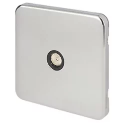 Schneider Electric Lisse Deco Coaxial TV / FM Socket Polished Chrome with Black Inserts