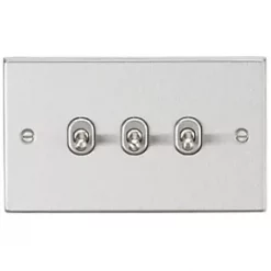 Knightsbridge CSTOG3BC 10AX 3-Gang 2-Way Light Switch Brushed Chrome