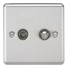 Knightsbridge CL014BC Isolated Coaxial TV & F-Type Satellite Socket Brushed Chrome -Chrome Switches & Sockets Sales 782TX P
