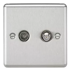 Knightsbridge CL014BC Isolated Coaxial TV & F-Type Satellite Socket Brushed Chrome