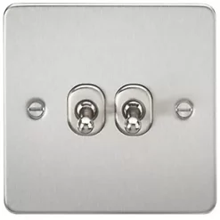 Knightsbridge FP2TOGBC 10AX 2-Gang 2-Way Light Switch Brushed Chrome