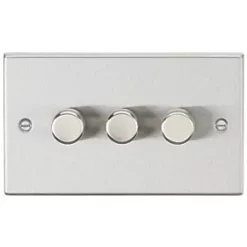 Knightsbridge CS2183BC 3-Gang 2-Way LED Dimmer Switch Brushed Chrome
