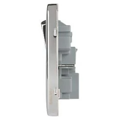 Schneider Electric Lisse Deco 13A 2-Gang SP Switched Socket + 2.1A 2-Outlet Type A USB Charger Polished Chrome with White Inserts -Chrome Switches & Sockets Sales 784FF A2