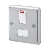 MK Albany Plus 13A Switched Fused Spur & Flex Outlet with Neon Brushed Chrome with White Inserts -Chrome Switches & Sockets Sales 788FF P