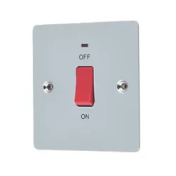 LAP 45A 1-Gang DP Cooker Switch Polished Chrome with LED