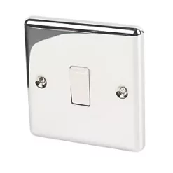 LAP 10AX 1-Gang 2-Way Light Switch Polished Chrome with White Inserts