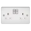 Knightsbridge FPR9000PCW 13A 2-Gang DP Switched Double Socket Polished Chrome with White Inserts -Chrome Switches & Sockets Sales 808TY P