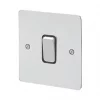 MK Edge 20AX 1-Gang 2-Way Switch Polished Chrome with Black Inserts -Chrome Switches & Sockets Sales 811FF P