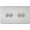 Knightsbridge SF4TOGBC 10AX 4-Gang 2-Way Light Switch Brushed Chrome -Chrome Switches & Sockets Sales 817TX P