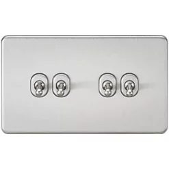 Knightsbridge SF4TOGBC 10AX 4-Gang 2-Way Light Switch Brushed Chrome