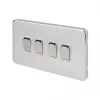 Schneider Electric Lisse Deco 10AX 4-Gang 2-Way Light Switch Polished Chrome with White Inserts -Chrome Switches & Sockets Sales 818FF P