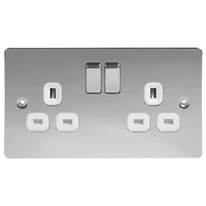 LAP 13A 2-Gang DP Switched Plug Socket Polished Chrome with White Inserts 4 LAP 13A 2-Gang DP Switched Plug Socket Polished Chrome with White Inserts - Image 2