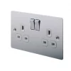 LAP 13A 2-Gang DP Switched Plug Socket Polished Chrome with White Inserts -Chrome Switches & Sockets Sales 82375 P