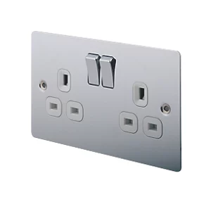 LAP 13A 2-Gang DP Switched Plug Socket Polished Chrome with White Inserts 3 LAP 13A 2-Gang DP Switched Plug Socket Polished Chrome with White Inserts