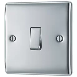 British General Nexus Metal 10AX 1-Gang 2-Way Light Switch Polished Chrome