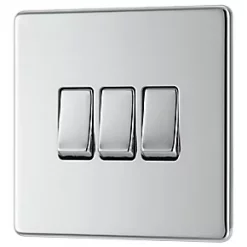 LAP 20A 16AX 3-Gang 2-Way Light Switch Polished Chrome