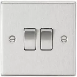 Knightsbridge CS3BC 10AX 2-Gang 2-Way Light Switch Brushed Chrome