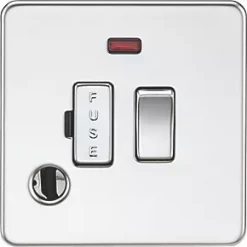 Knightsbridge SF6300FPC 13A Switched Fused Spur & Flex Outlet with LED Polished Chrome