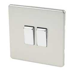 Varilight 10AX 2-Gang 2-Way Light Switch Satin Chrome