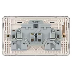 Schneider Electric Lisse Deco 13A 2-Gang SP Switched Plug Socket Polished Chrome with White Inserts -Chrome Switches & Sockets Sales 842FF A3