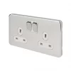 Schneider Electric Lisse Deco 13A 2-Gang SP Switched Plug Socket Polished Chrome with White Inserts -Chrome Switches & Sockets Sales 842FF P