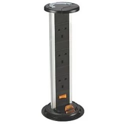 Knightsbridge SK006 13A 3-Gang SP Switched Pop-Up Socket Brushed Chrome