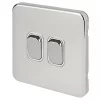 Schneider Electric Lisse Deco 10AX 2-Gang 2-Way Light Switch Polished Chrome with White Inserts -Chrome Switches & Sockets Sales 851FF P