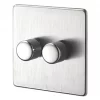 Crabtree Platinum 2-Gang 2-Way Dimmer Switch Satin Chrome -Chrome Switches & Sockets Sales 85223 P