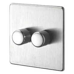 Crabtree Platinum 2-Gang 2-Way Dimmer Switch Satin Chrome