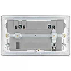 LAP 13A 2-Gang DP Switched Socket + 3.1A 2-Outlet Type A USB Charger Polished Chrome with White Inserts -Chrome Switches & Sockets Sales 857KJ A3
