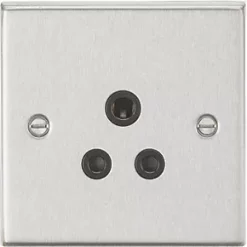 Knightsbridge CS5ABC 5A 1-Gang Unswitched Socket Brushed Chrome with Black Inserts